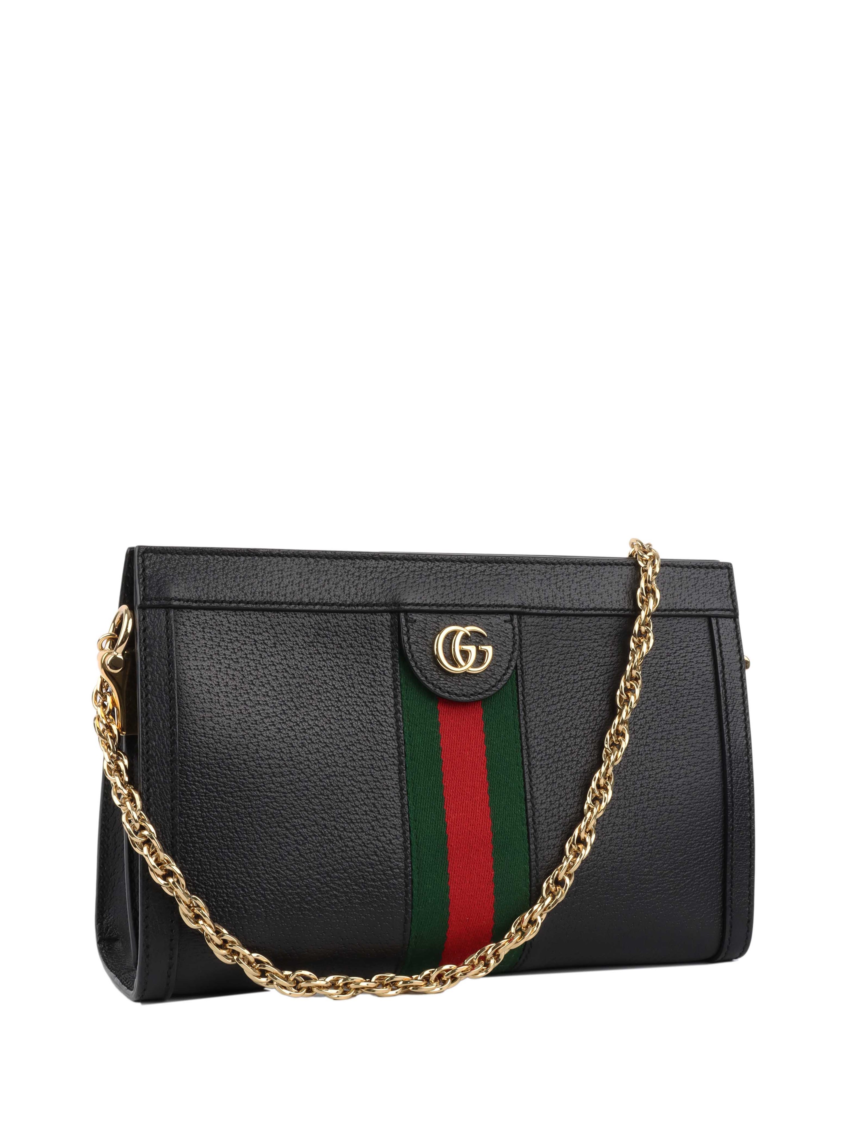 Gucci Black Leather Ophidia Shoulder Bag.