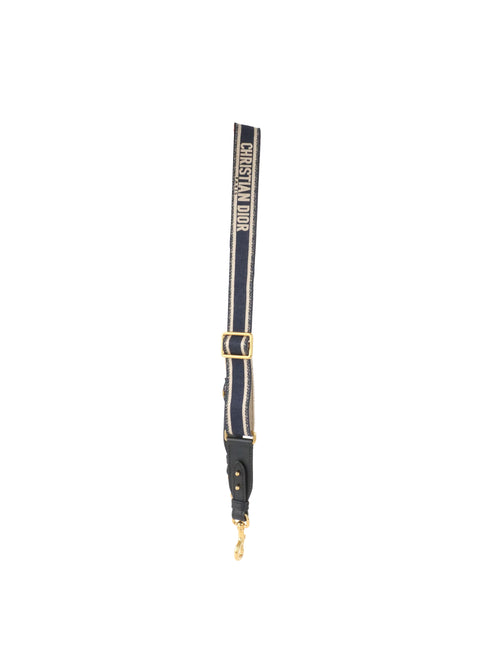 Dior Blue Adjustable Embroidered Strap with Ring