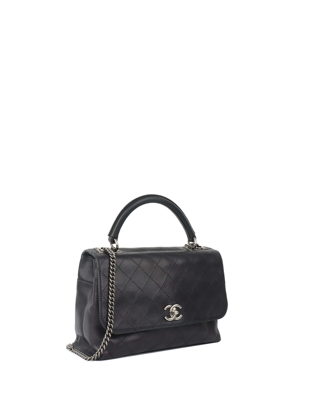 Chanel Black Lambskin 2016 Two - Way Bag SHW.