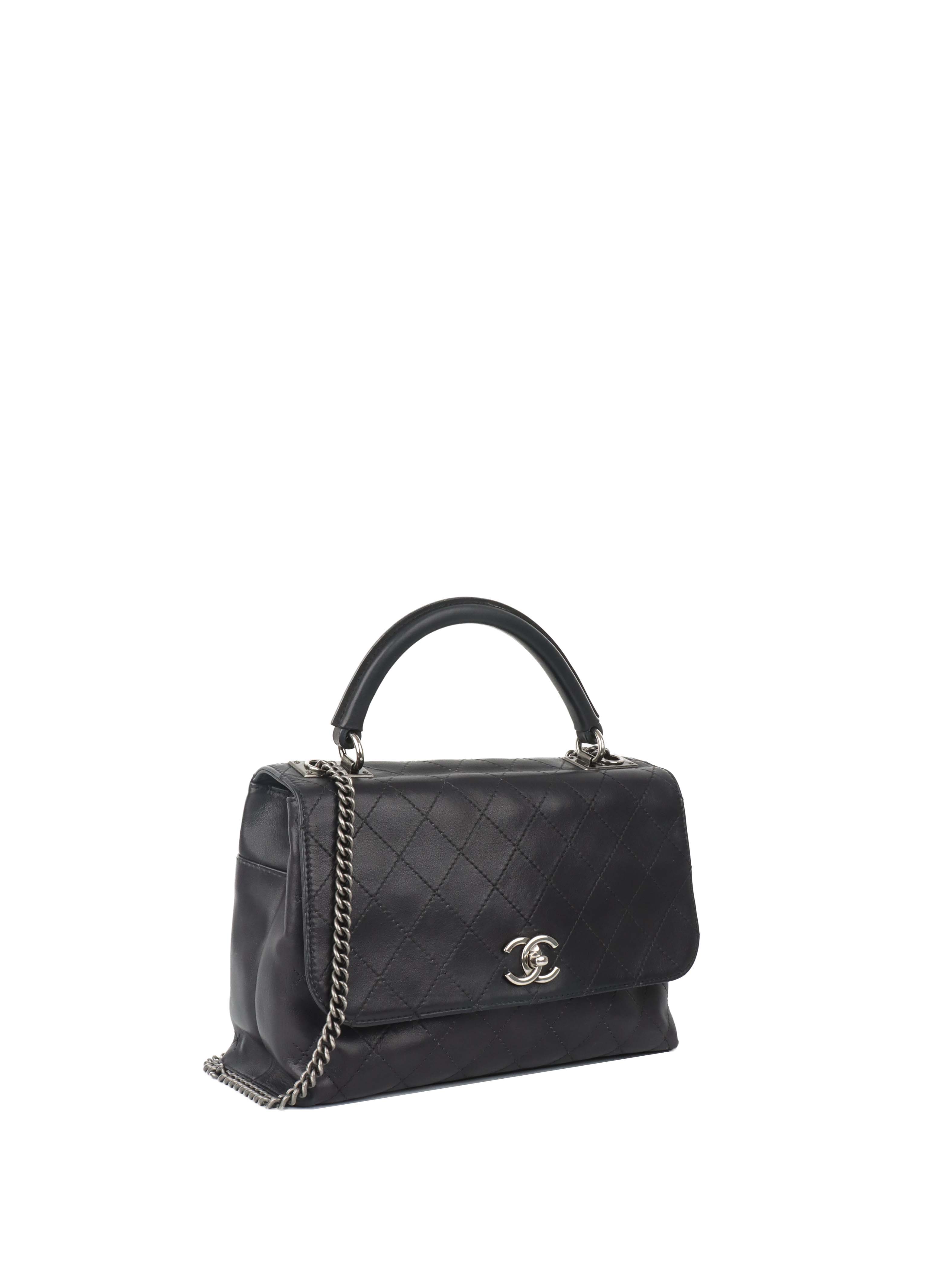 Chanel Black Lambskin 2016 Two - Way Bag SHW.