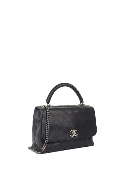 Chanel Black Lambskin 2016 Two - Way Bag SHW.