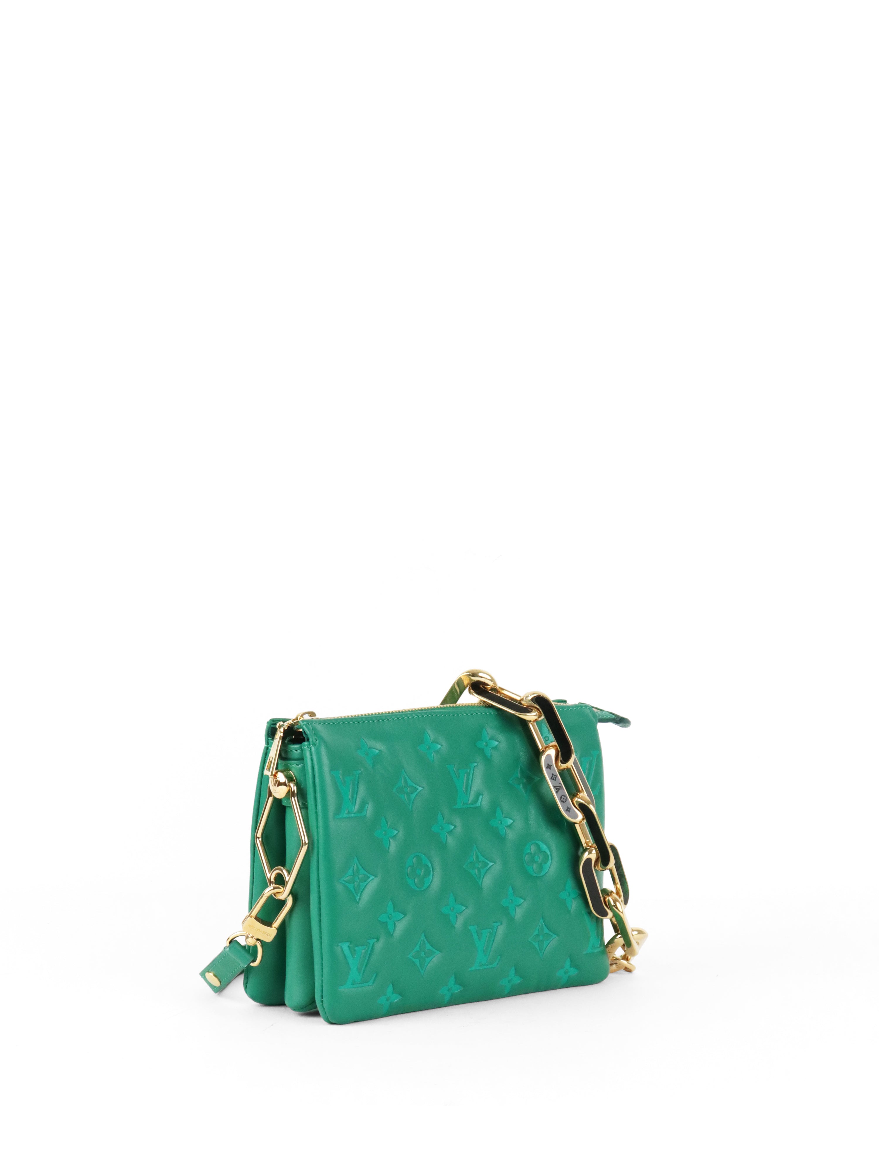 Louis Vuitton Vert Green Monogram Embossed Puffy Coussin BB Bag GHW