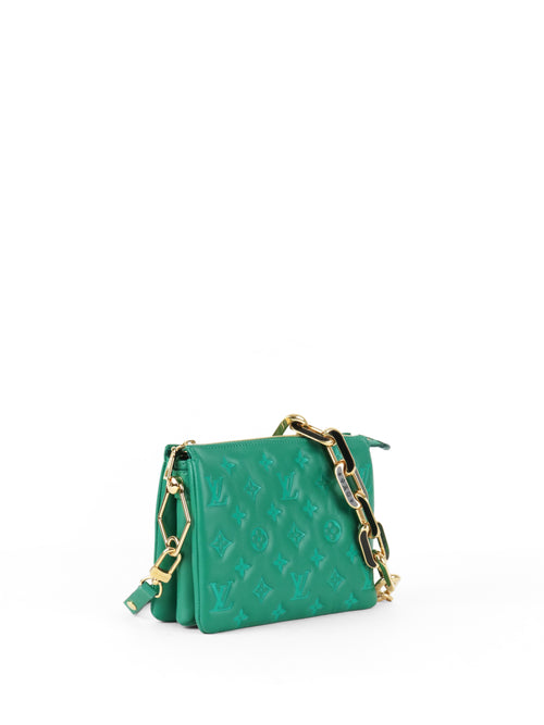 Louis Vuitton Vert Green Monogram Embossed Puffy Coussin BB Bag GHW
