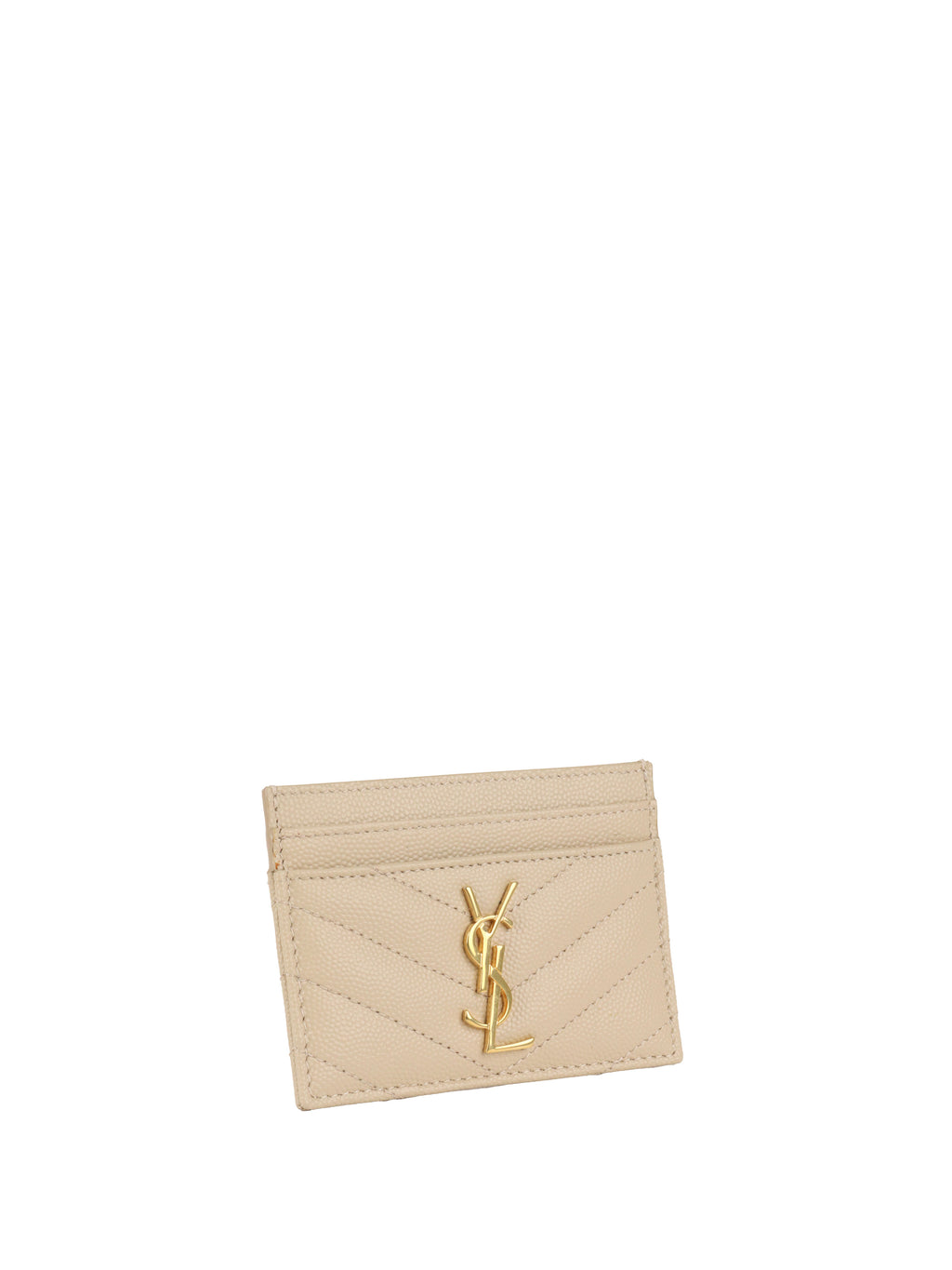 Saint Laurent Light Beige Cassandre Matelasse Card Holder