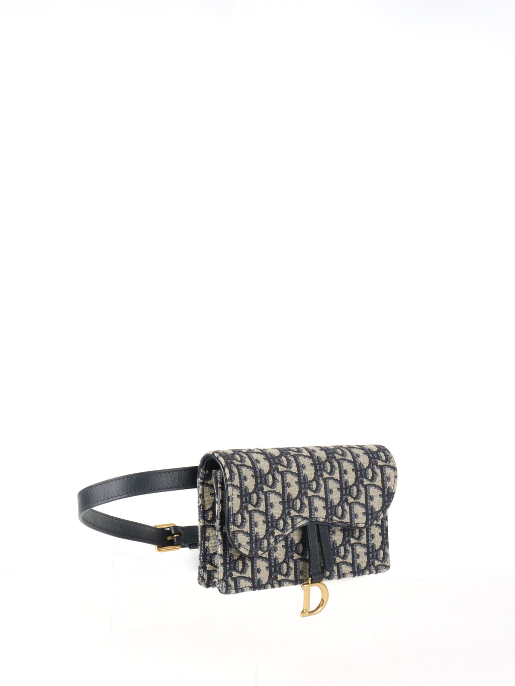 Dior Navy Oblique Saddle Belt Bag