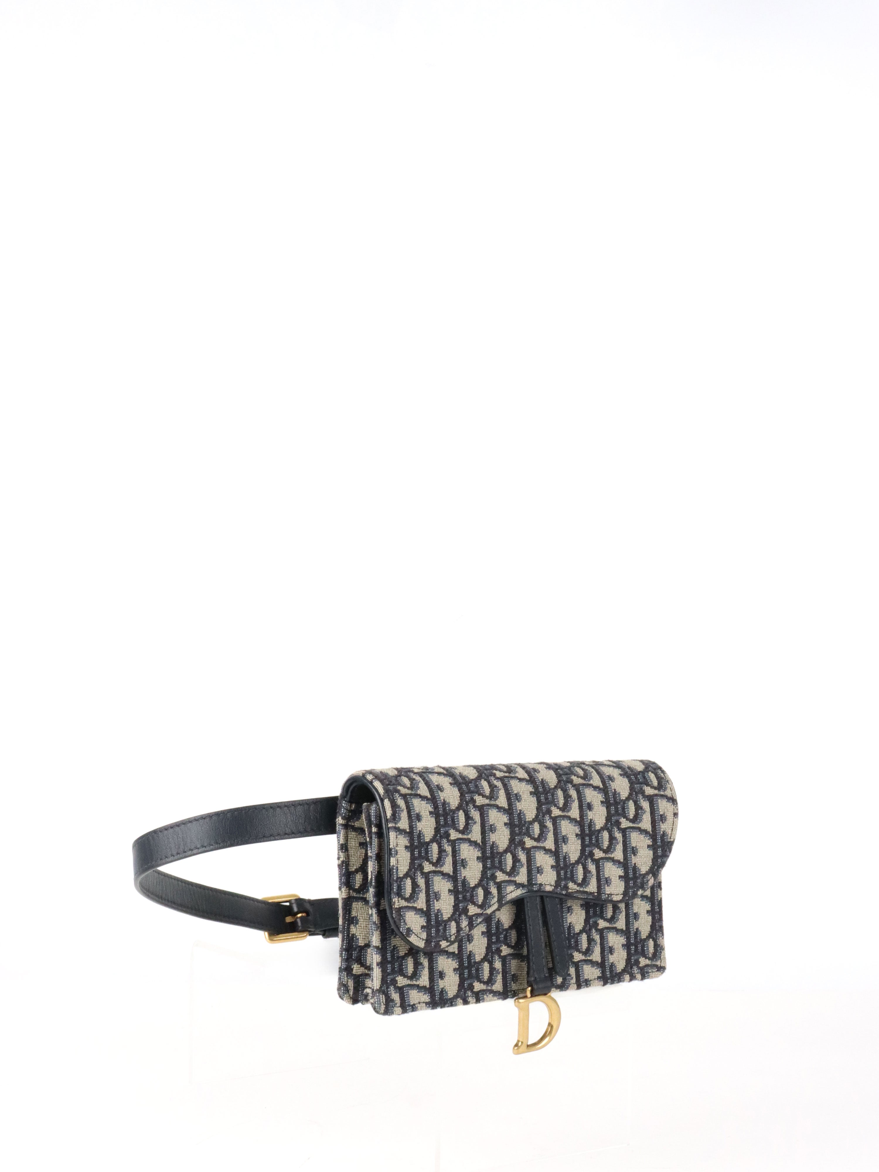 Dior Navy Oblique Saddle Belt Bag