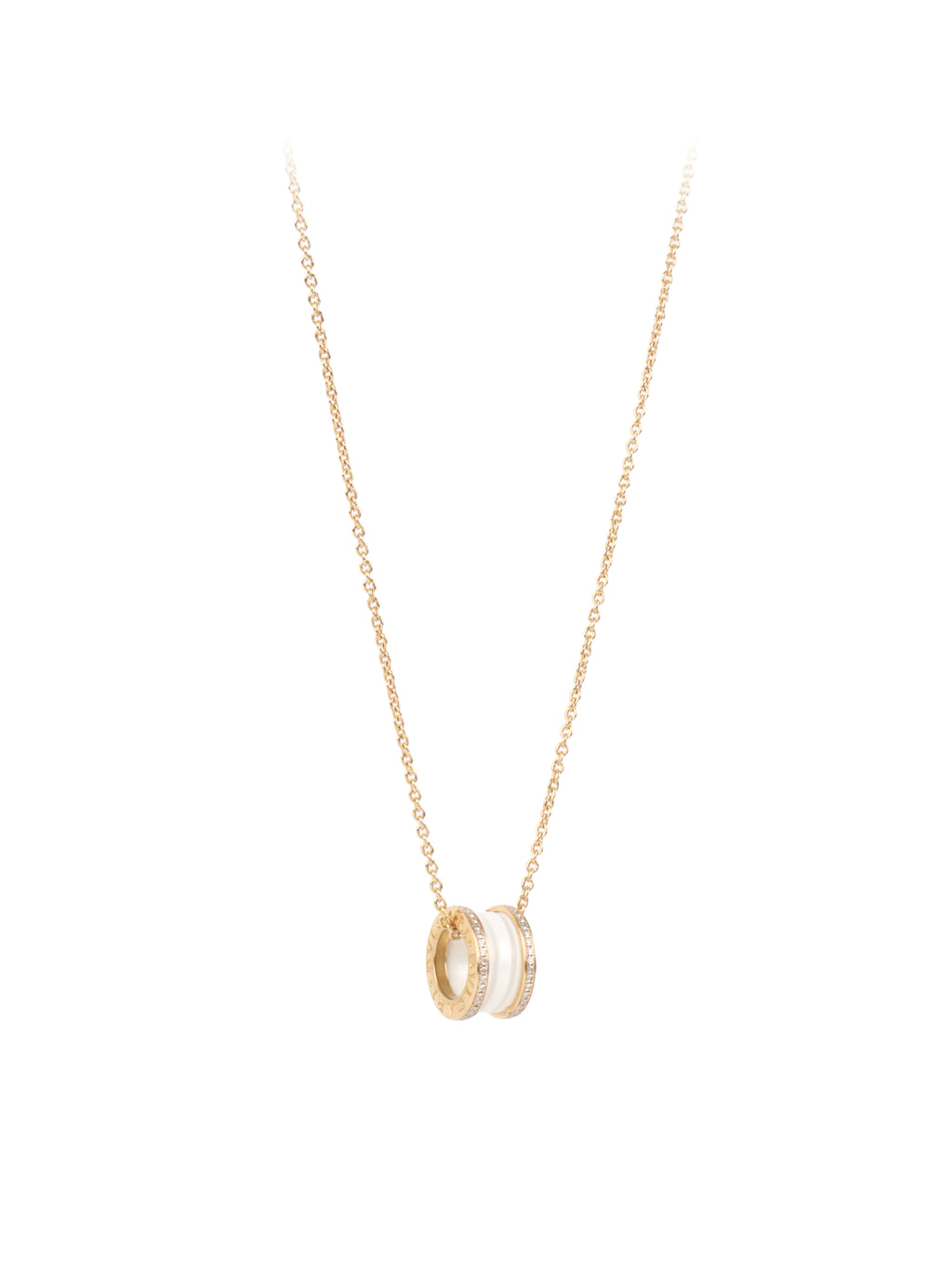 Bvlgari Rose Gold Diamonds White Ceramic B.Zero1 Necklace