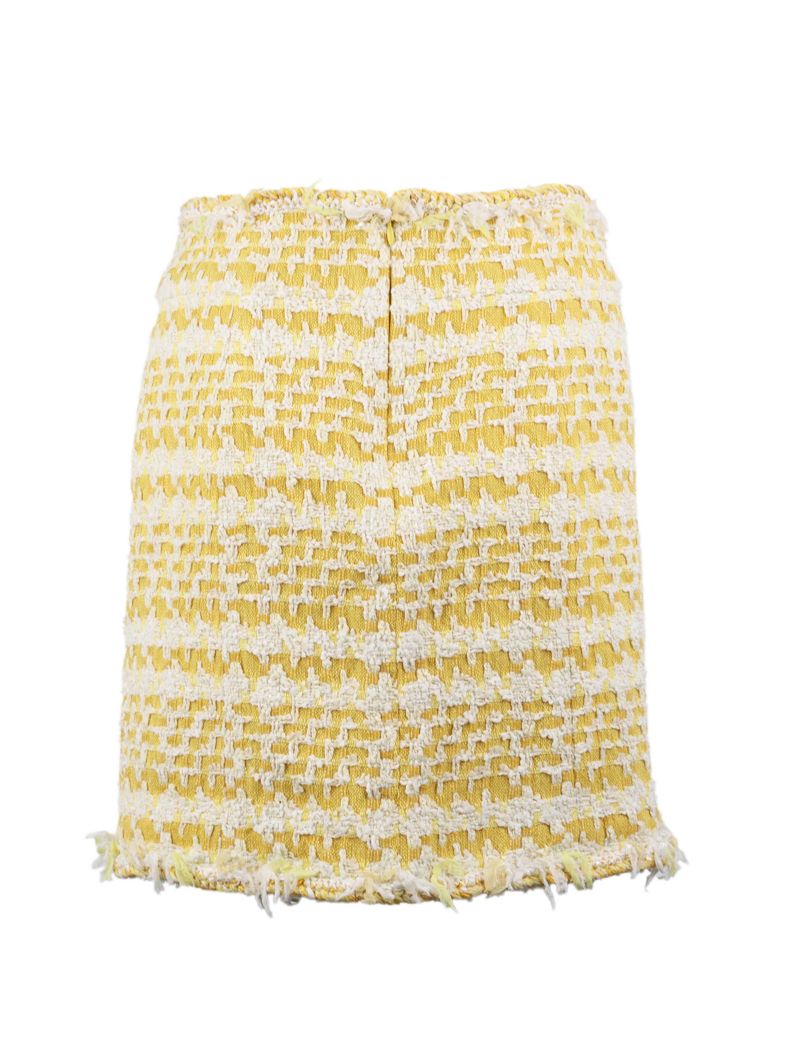 Chanel Yellow Tweed Mini Skirt.
