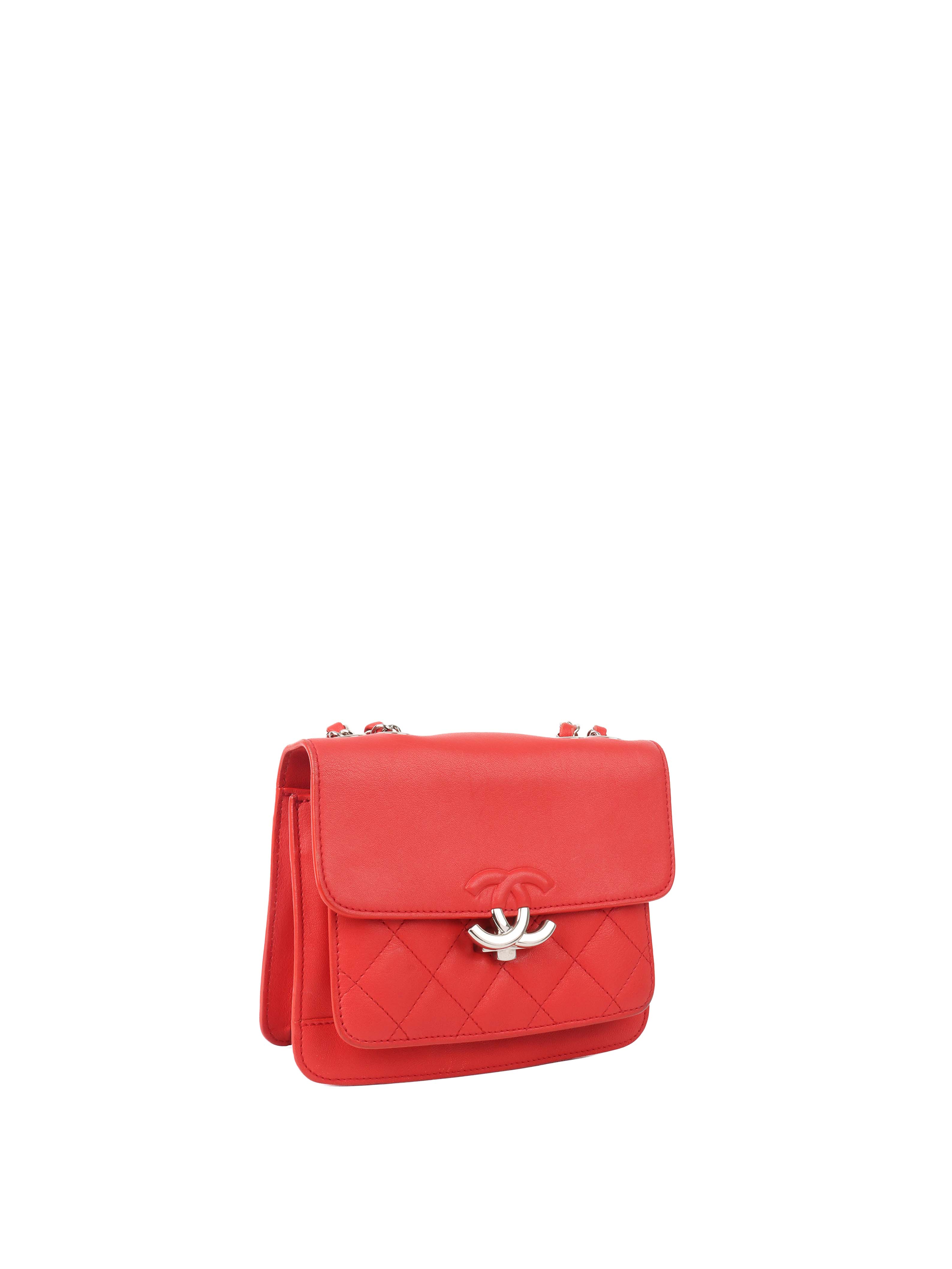 Chanel Red Quilted Two-tone CC Flap Bag.