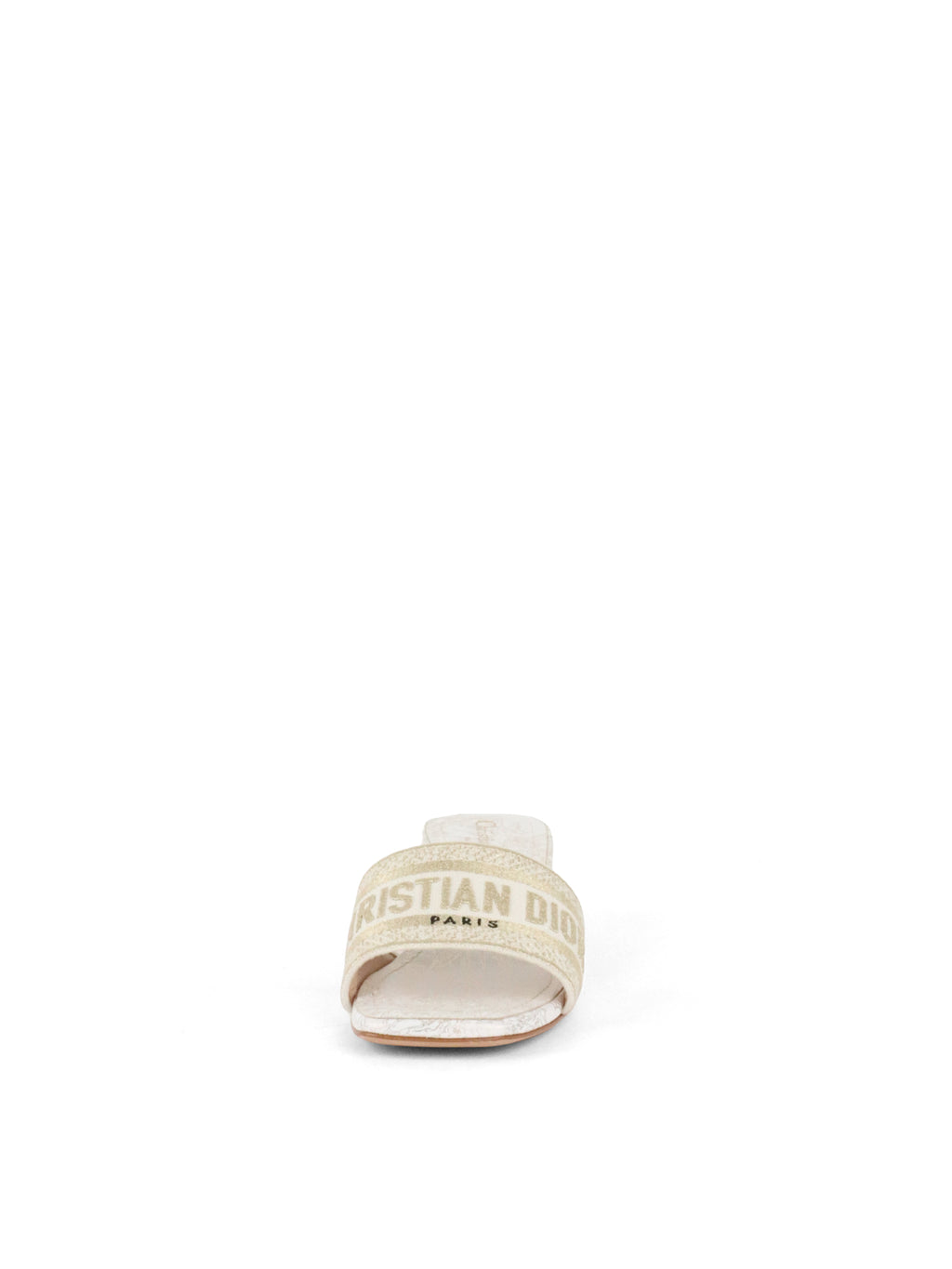 Dior White and Gold-Tone Millefiori Motif Dway Heeled Slide