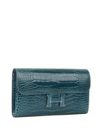 Hermes Alligator Constance Wallet Vert Bosphore.