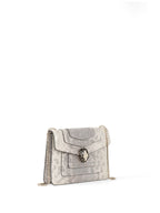 Bvlgari Small Silver and White Serpenti Forever Shoulder Bag.