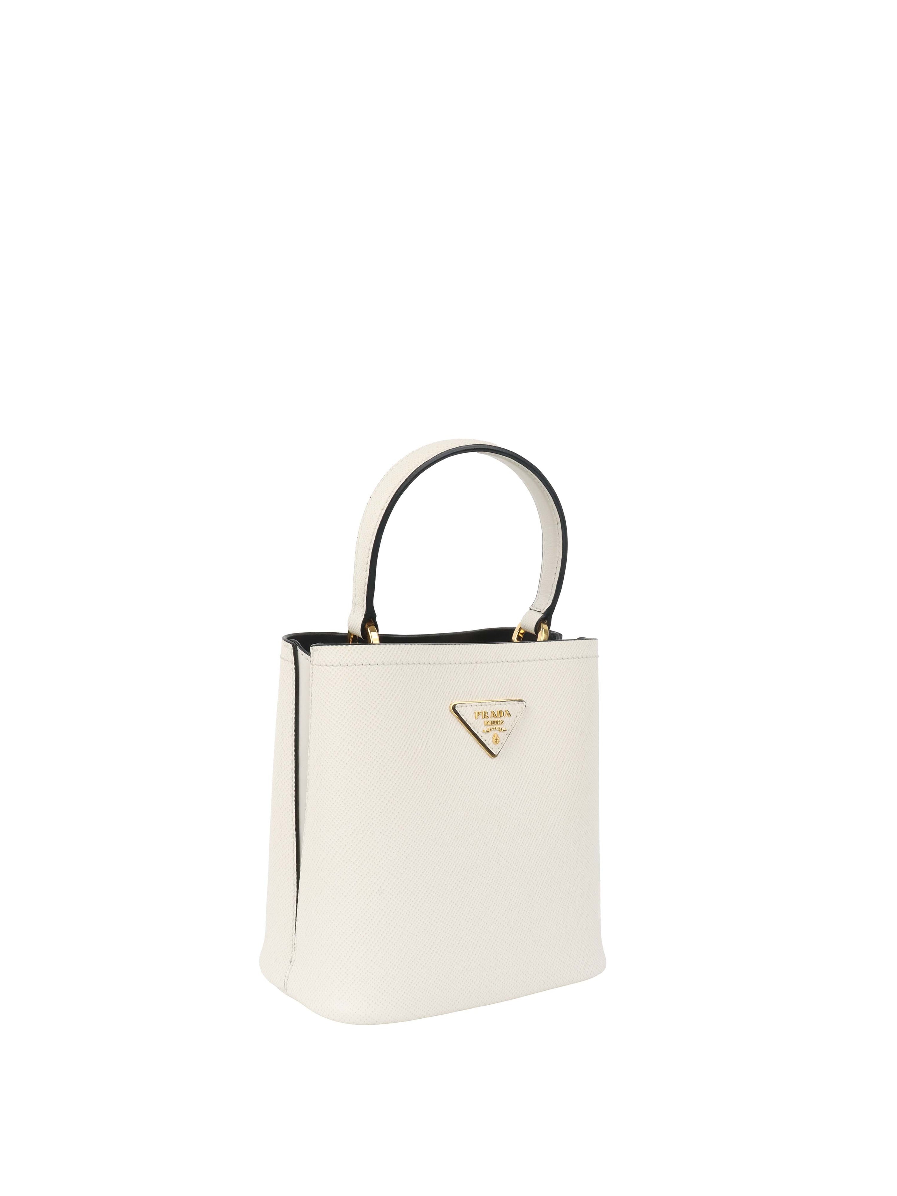 Prada Small Saffiano White Panier Bag.