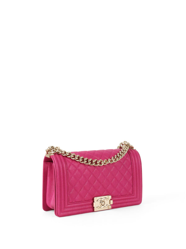 Chanel Berry Pink Medium Caviar Boy Bag LGHW