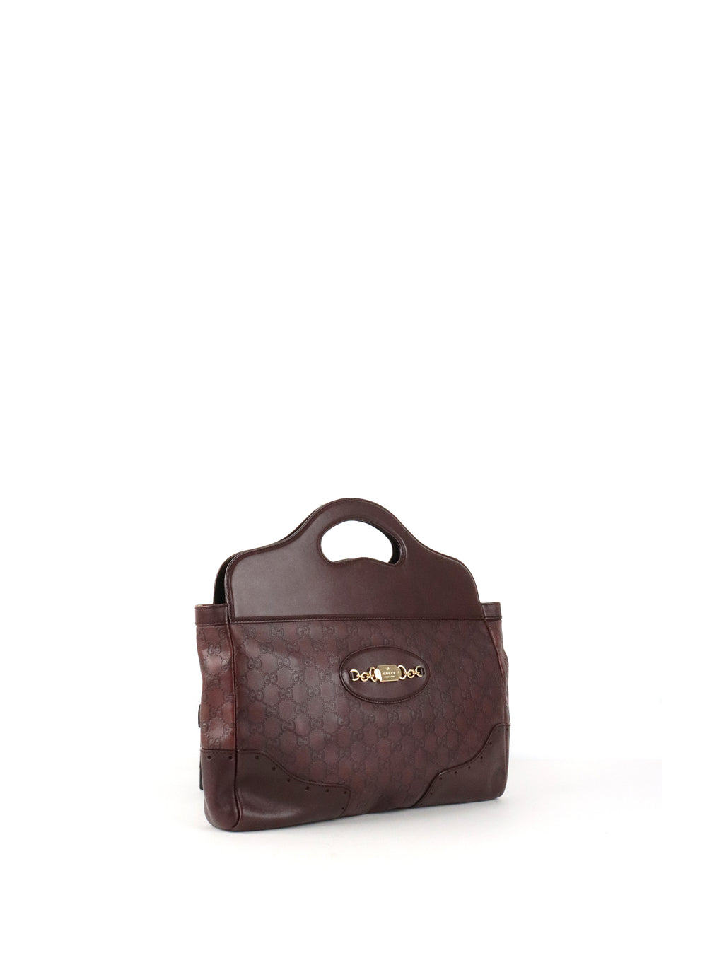 Gucci Vintage Medium Burgundy Guccissima Punch Top Handle Tote