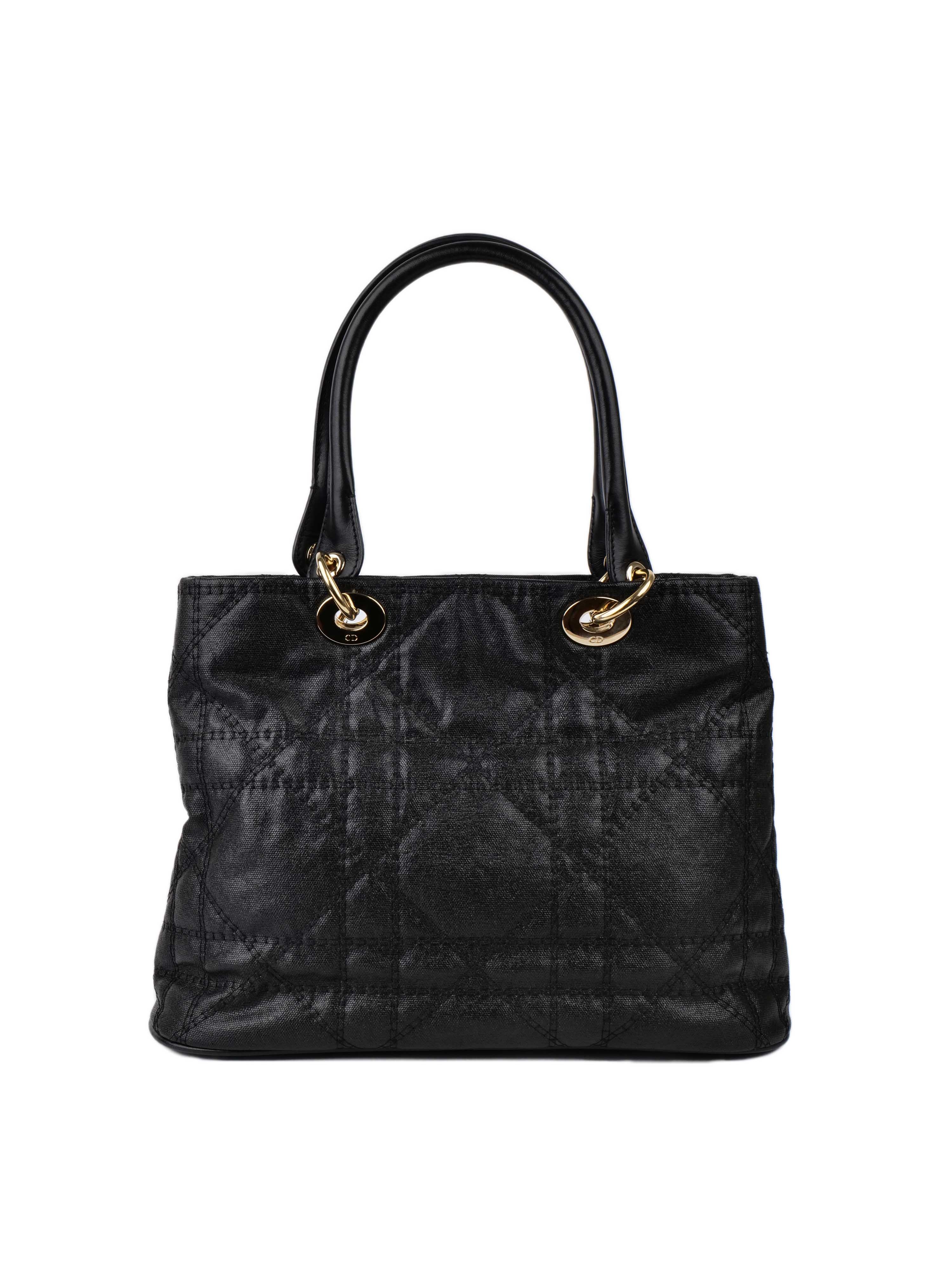 Dior Black Quilted Soft Tote Bag.