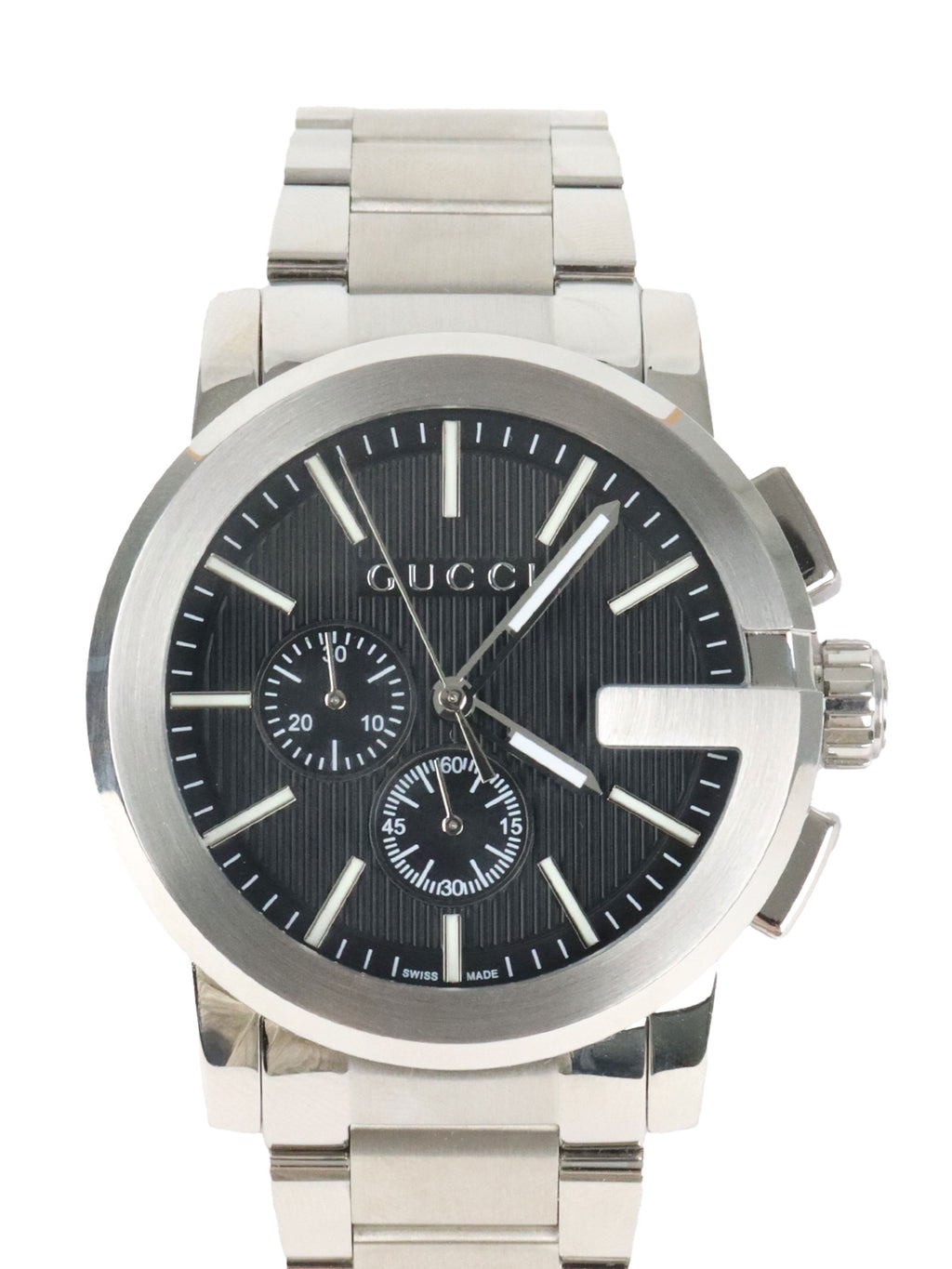 Gucci Black Dial G-Chrono Steel Watch 44mm