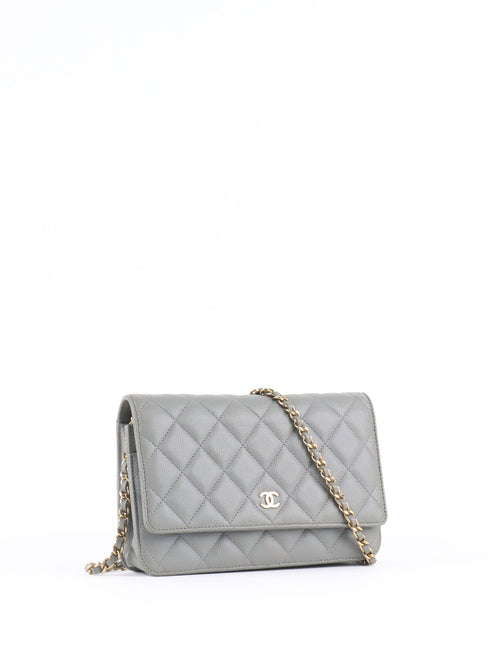Chanel Grey Caviar Wallet on Chain LGHW