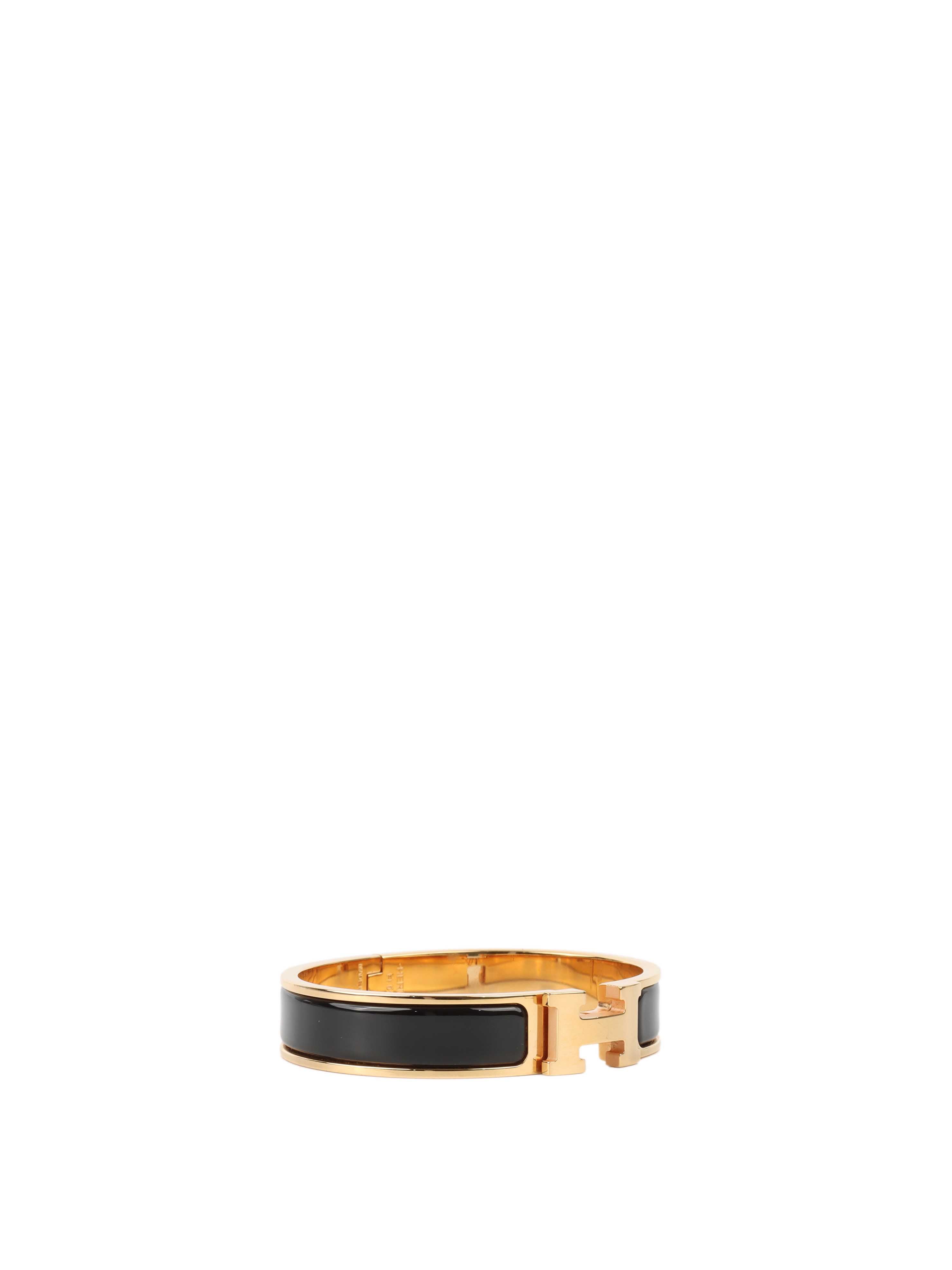 Hermes Black Clic H Bracelet in Gold