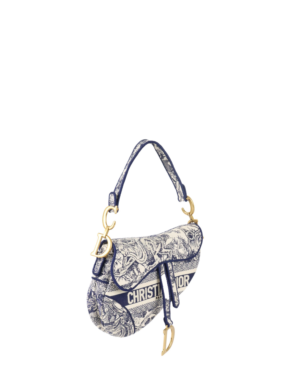 Dior Medium Blue Toile De Jouy Embroidered Saddle Bag