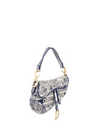 Dior Medium Blue Toile De Jouy Embroidered Saddle Bag