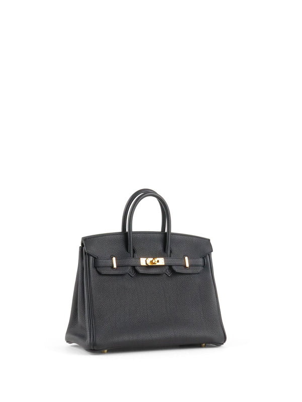 Hermes Noir Birkin 25 Togo Leather GHW Stamp Y