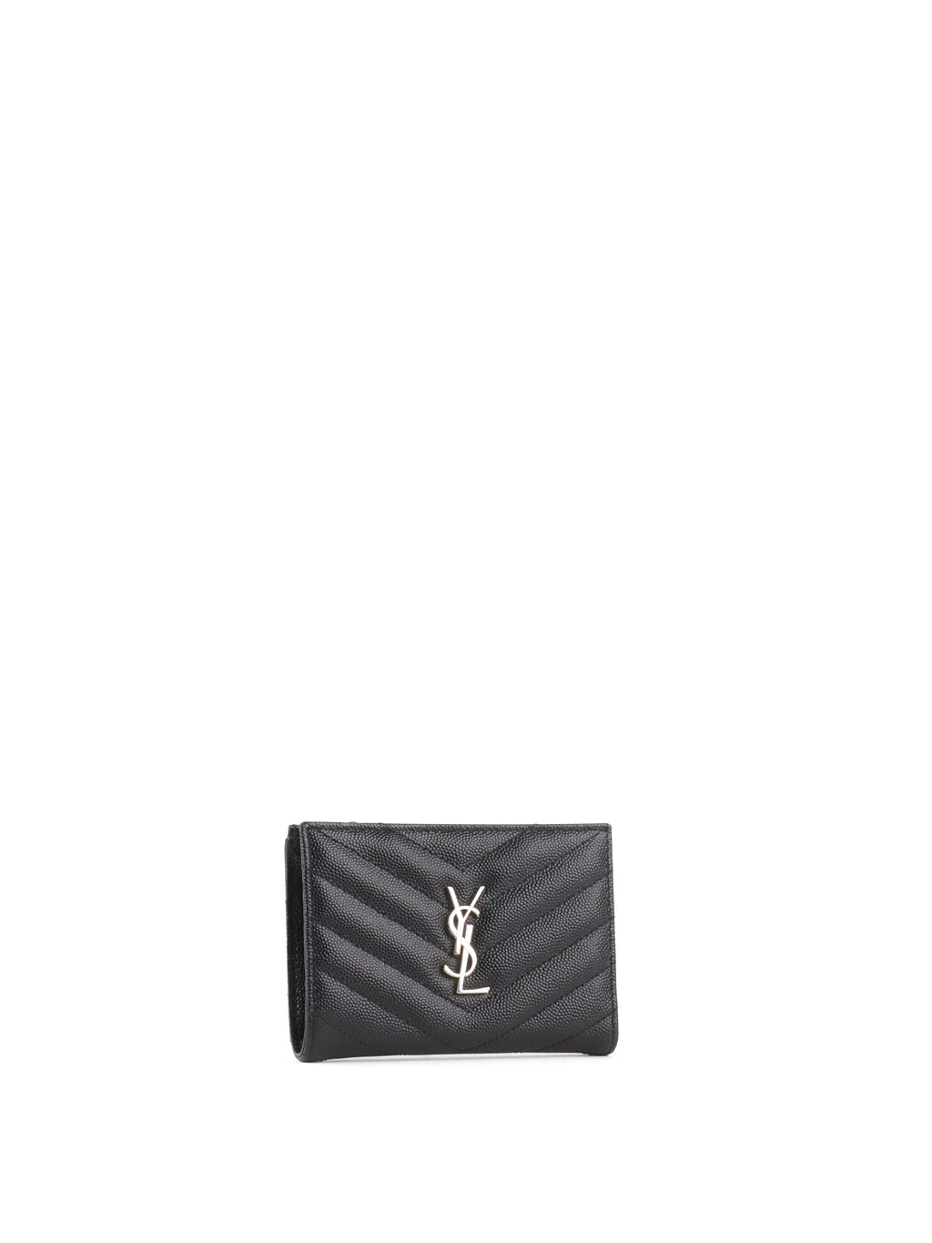 Saint Laurent Zipped Black Leather Wallet SHW