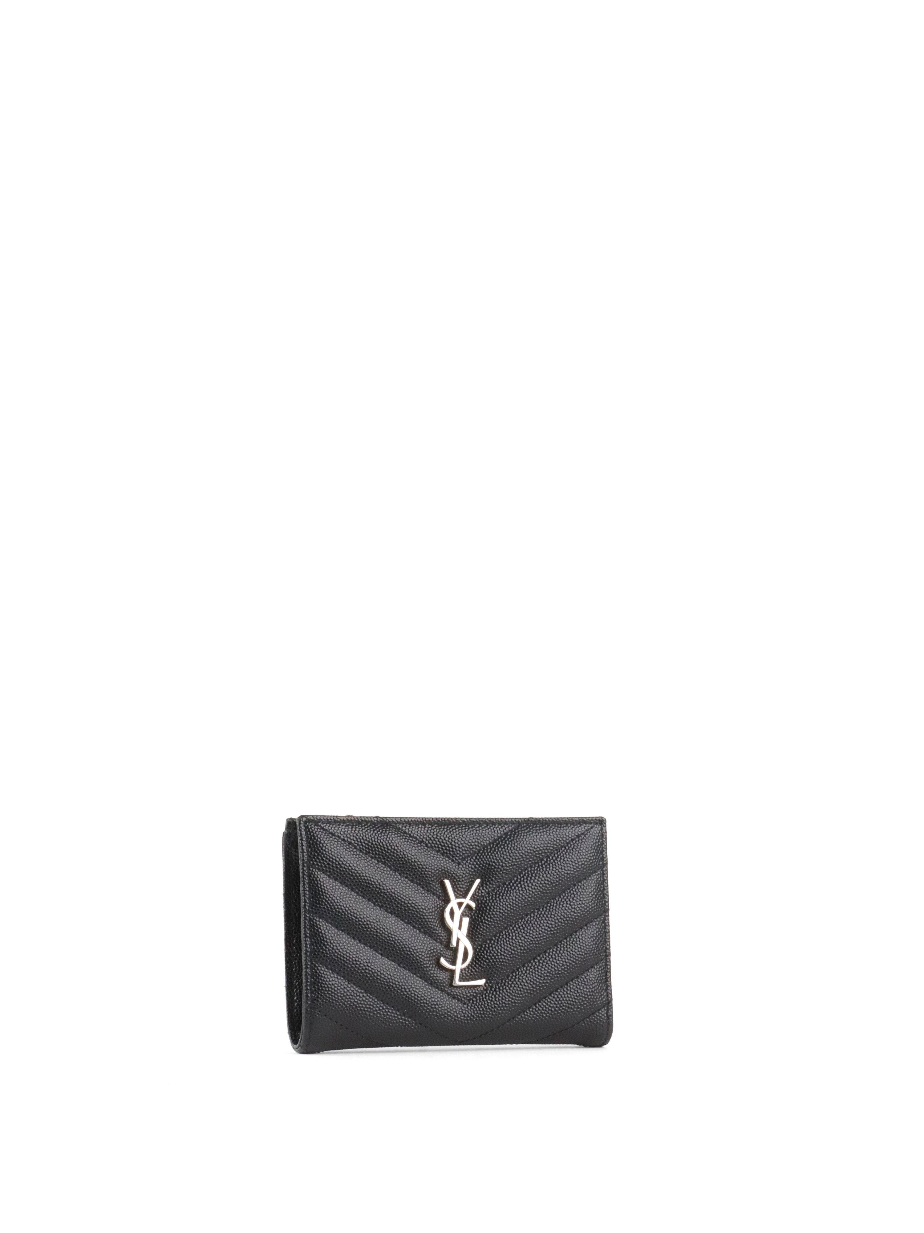 Saint Laurent Zipped Black Leather Wallet SHW