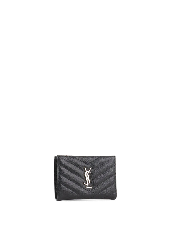 Saint Laurent Zipped Black Leather Wallet SHW