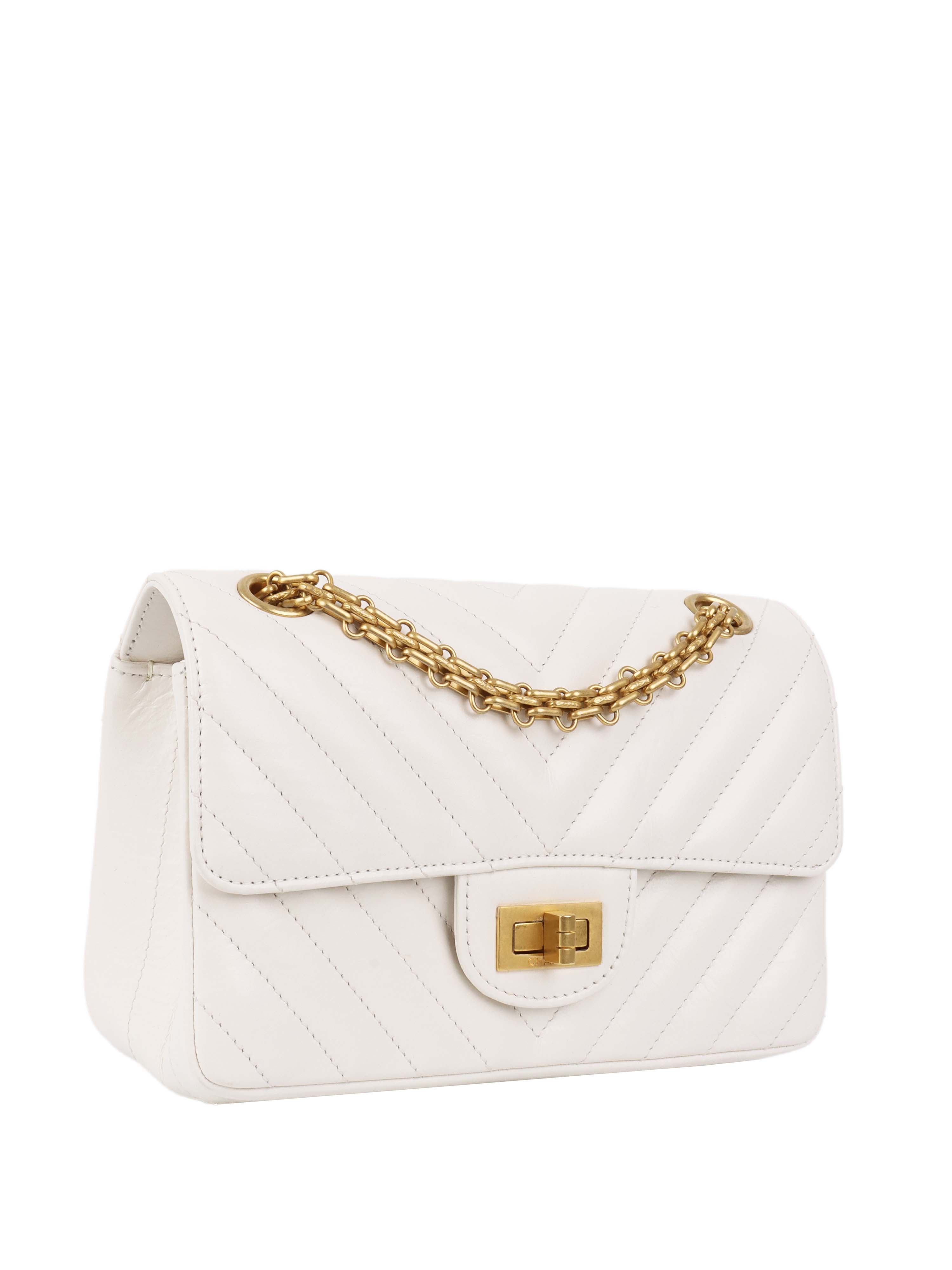 Chanel Small White Chevron 2.55 Bag.