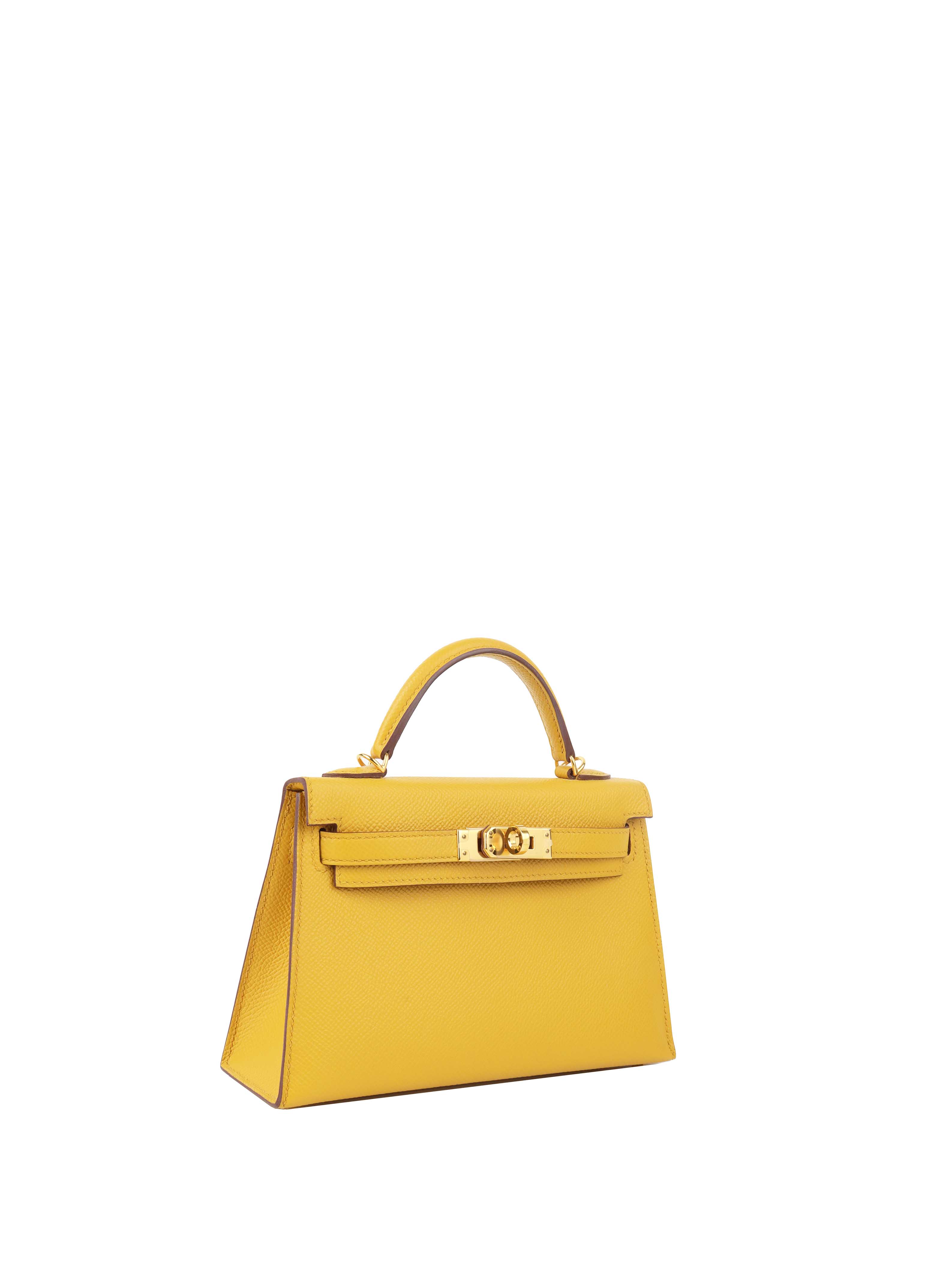 Hermes 9D Jaune Amber Mini Kelly II Epsom GHW