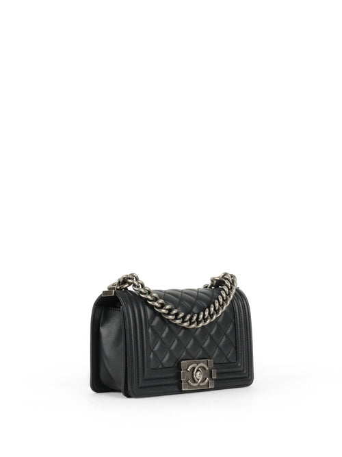 Chanel Black Caviar Boy Wallet On Chain GHW
