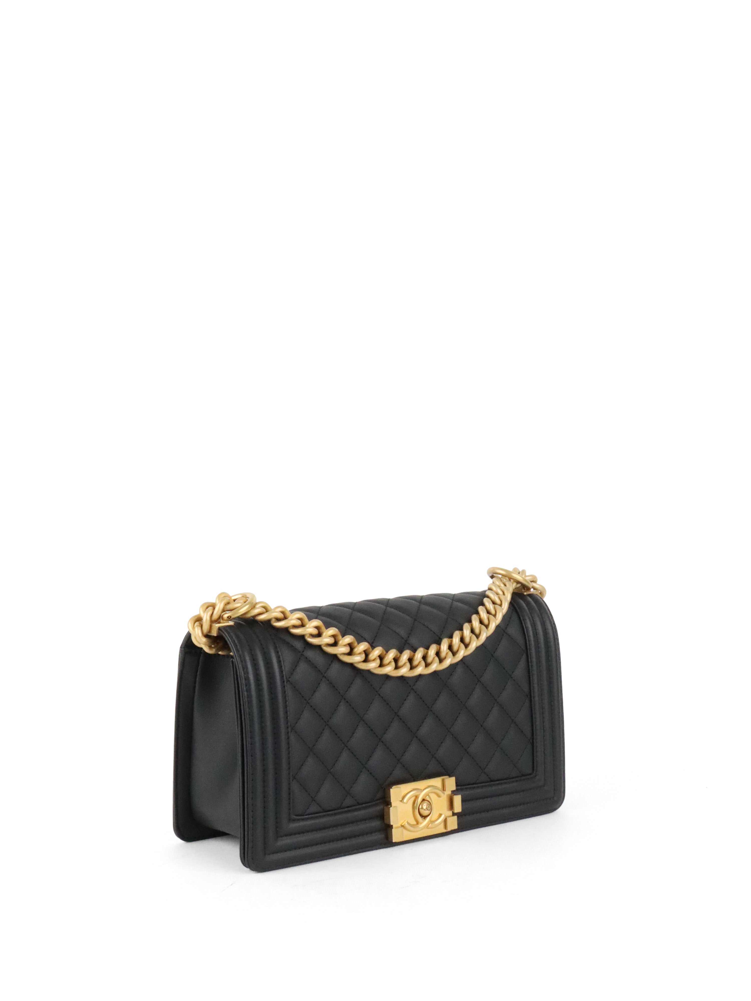 Chanel Black Matte Lambskin Medium Boy Bag GHW
