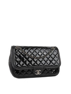 Chanel Black Patent Quilted Flap Bag SHW.