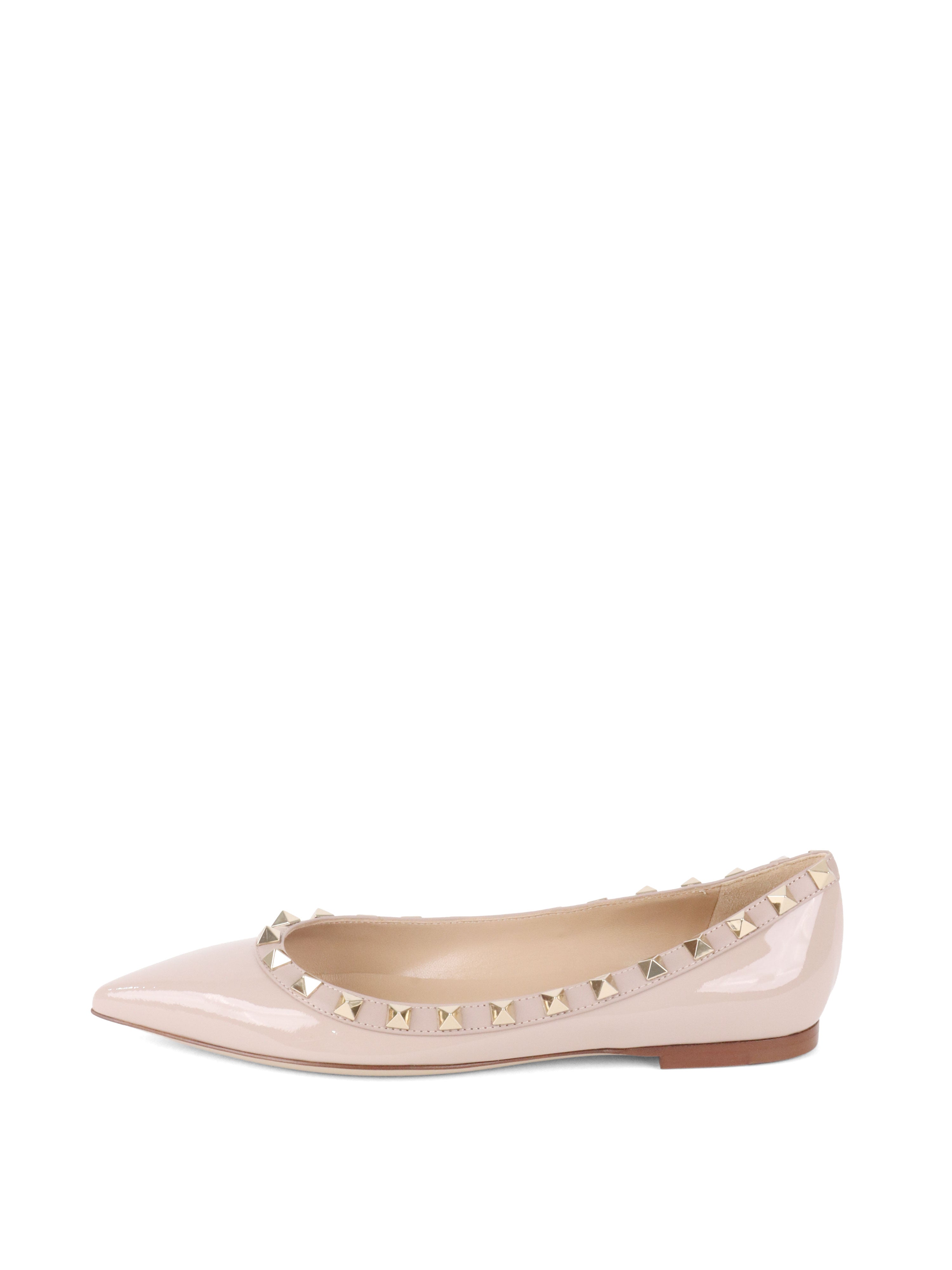 Valentino Poudre Patent Rockstud Leather Ballet Flats