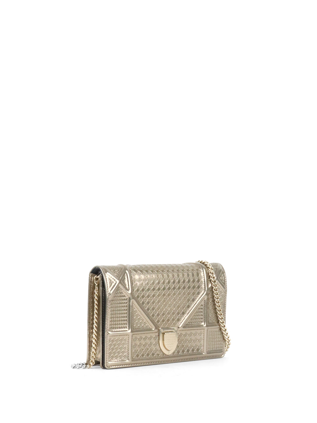 Dior Gold Metallic Diorama Wallet On Chain