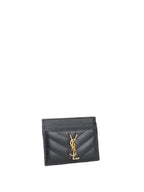 Saint Laurent Black Cassandre Matelasse Card Holder