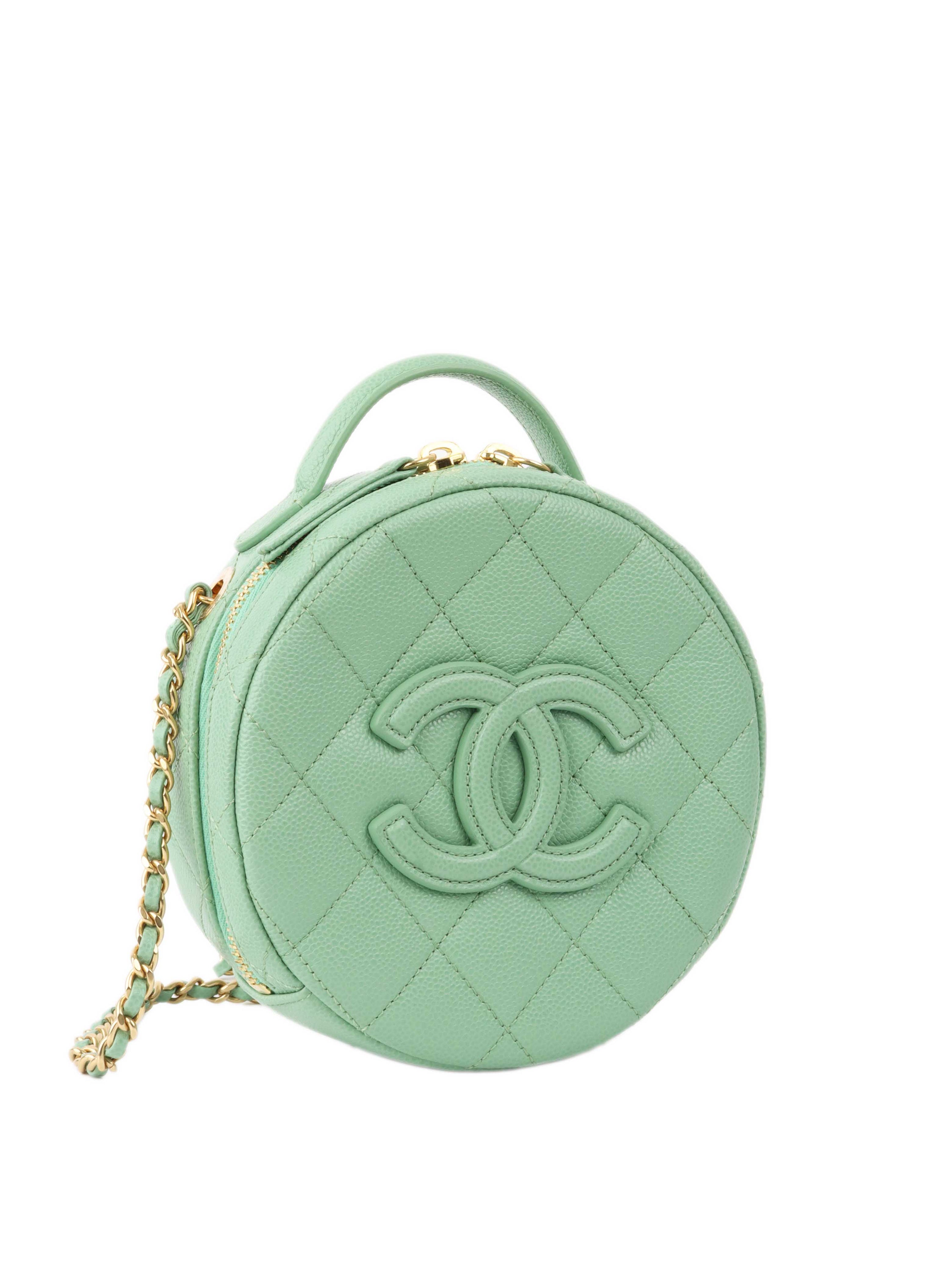 Chanel Green Round Vanity Bag.