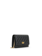 Chanel Black Aged Calfskin 2.55 Wallet On Chain