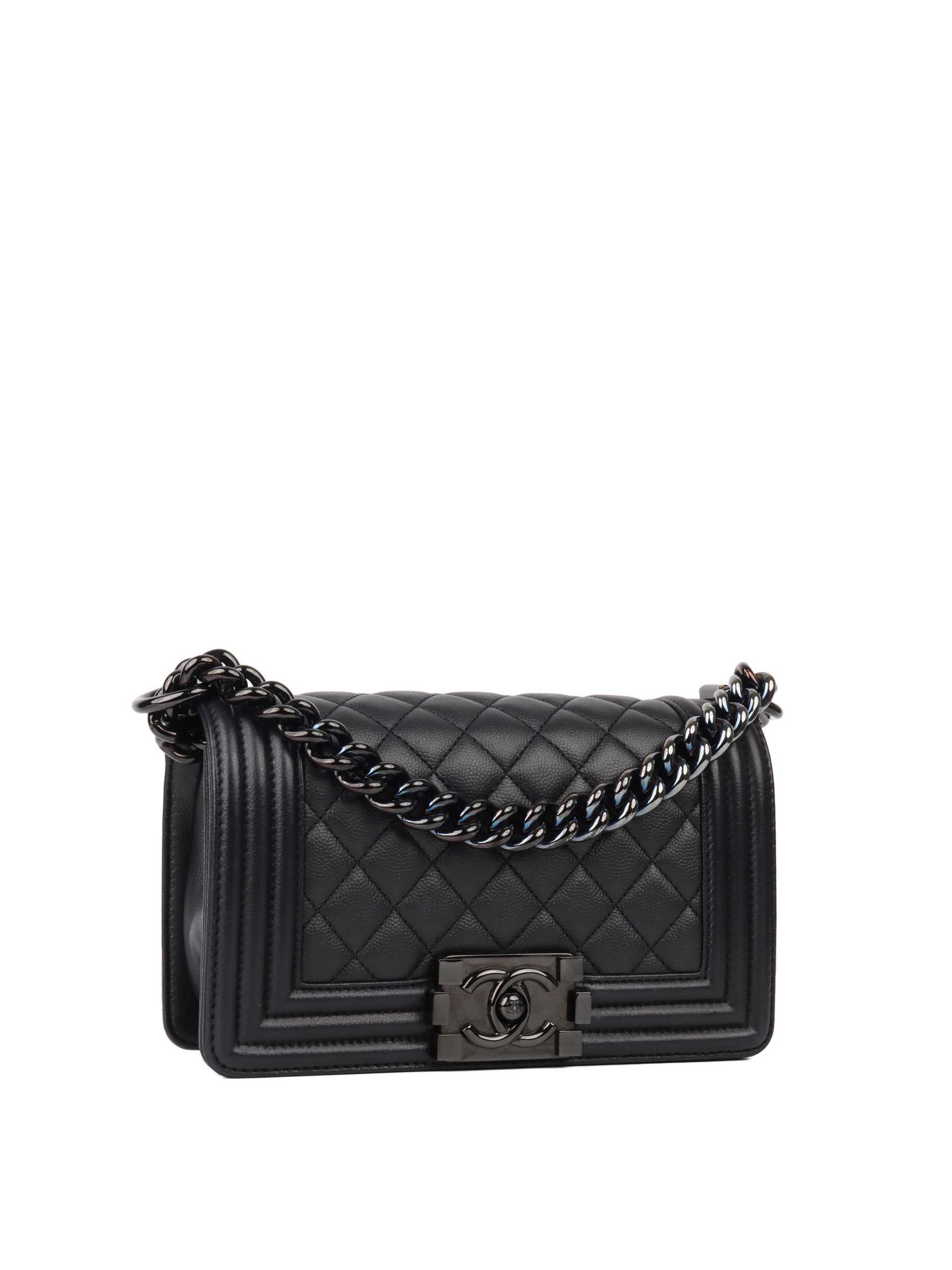 Chanel 17S Mini Le Boy Quilted Flap Caviar Oh So Black.