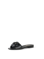 Chanel Black Camellia Slide Sandals.