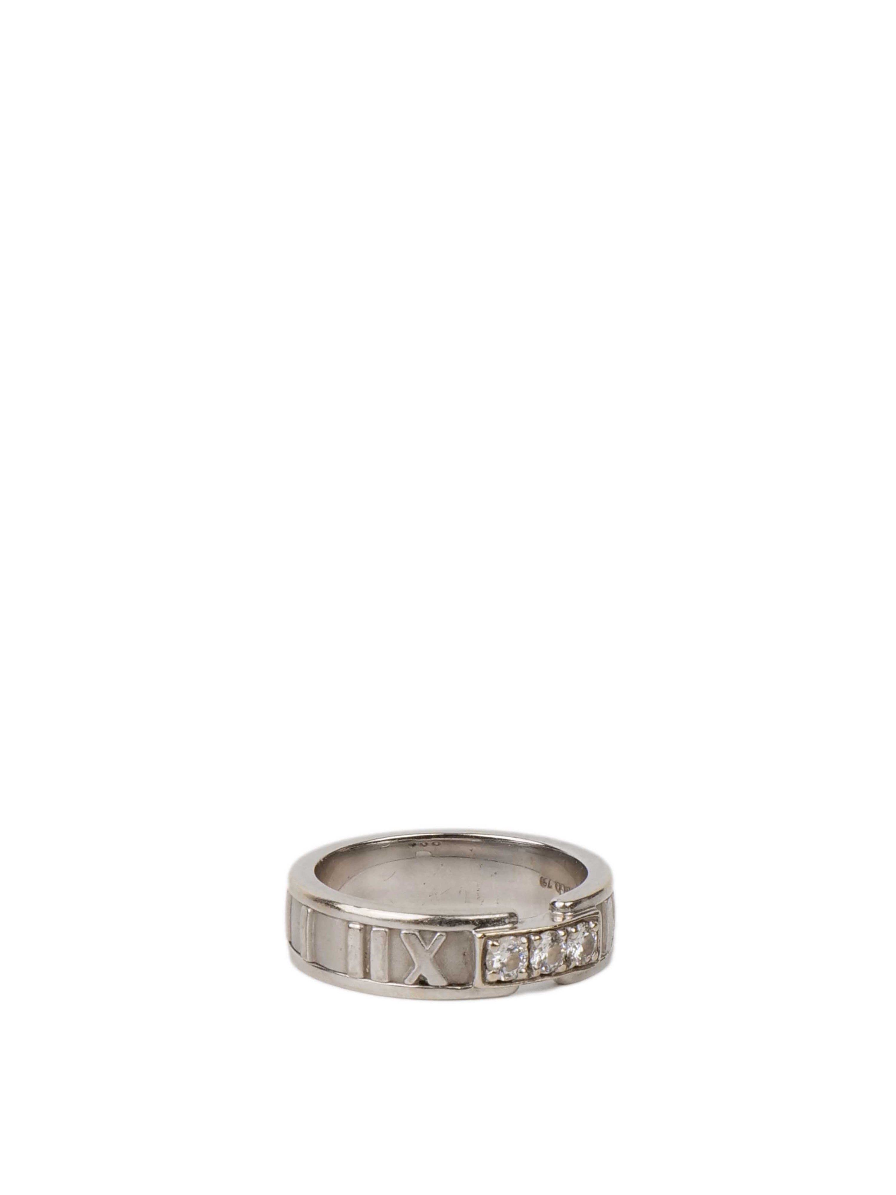 Tiffany & Co 18K White Gold & Diamonds Atlas Ring.