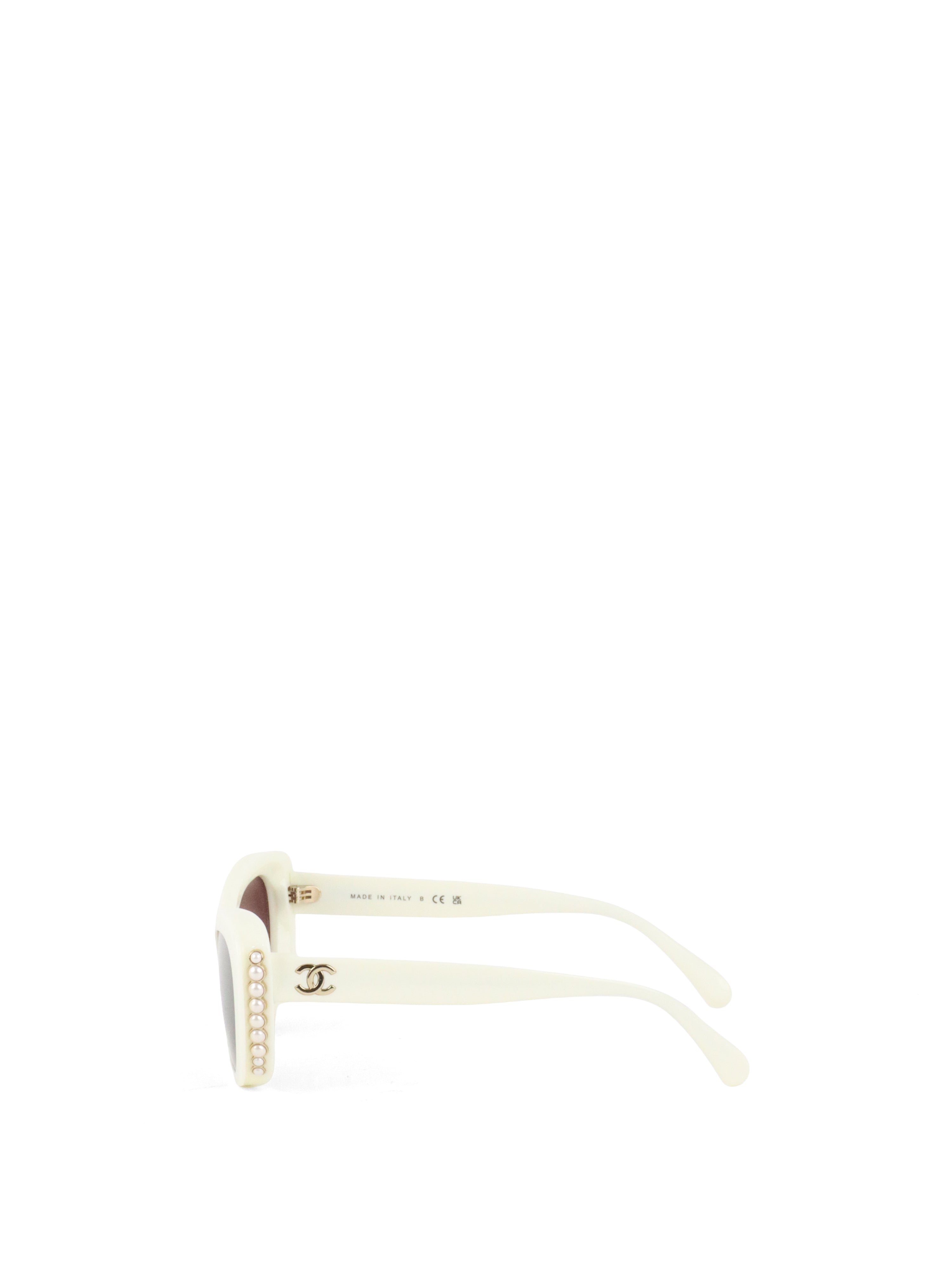 Chanel White Resin Pearl Butterfly Sunglasses