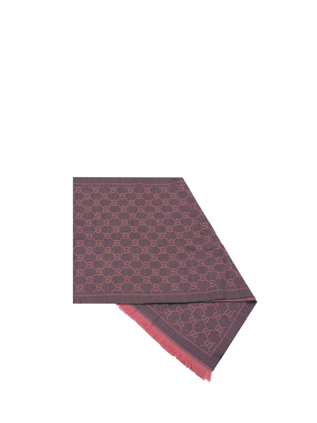 Gucci Grey & Pink GG Supreme Jacquard Scarf.