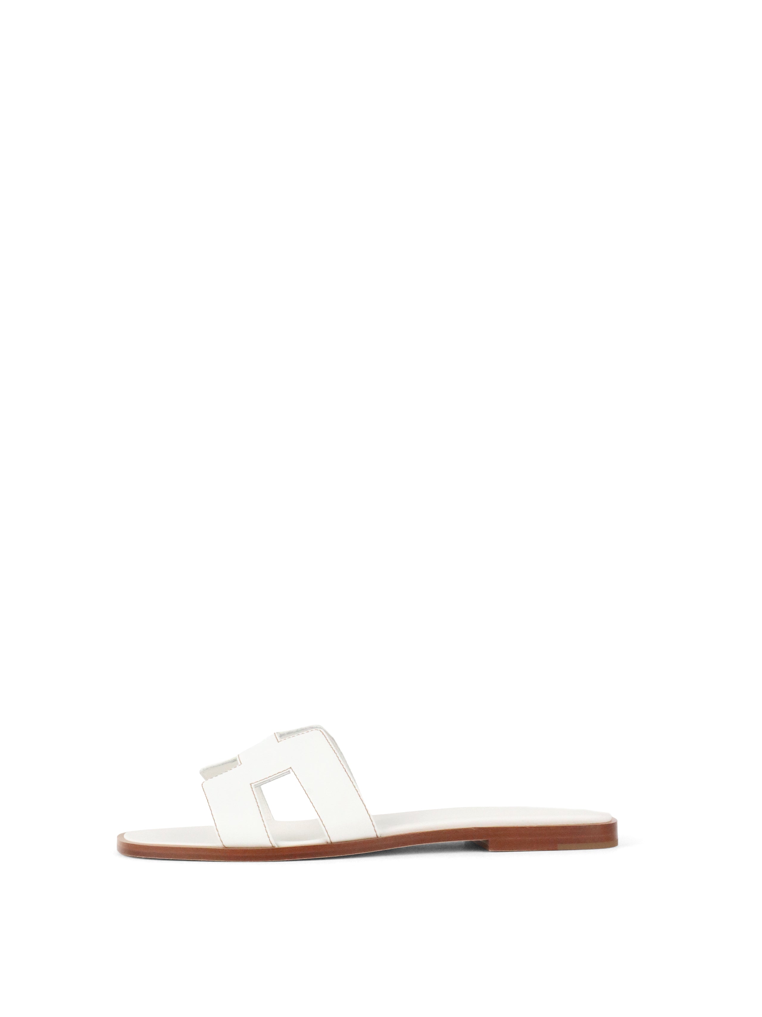 Hermes Oran Sandals White Size 37