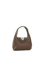 Valentino Brown Rockstud Hobo Bag