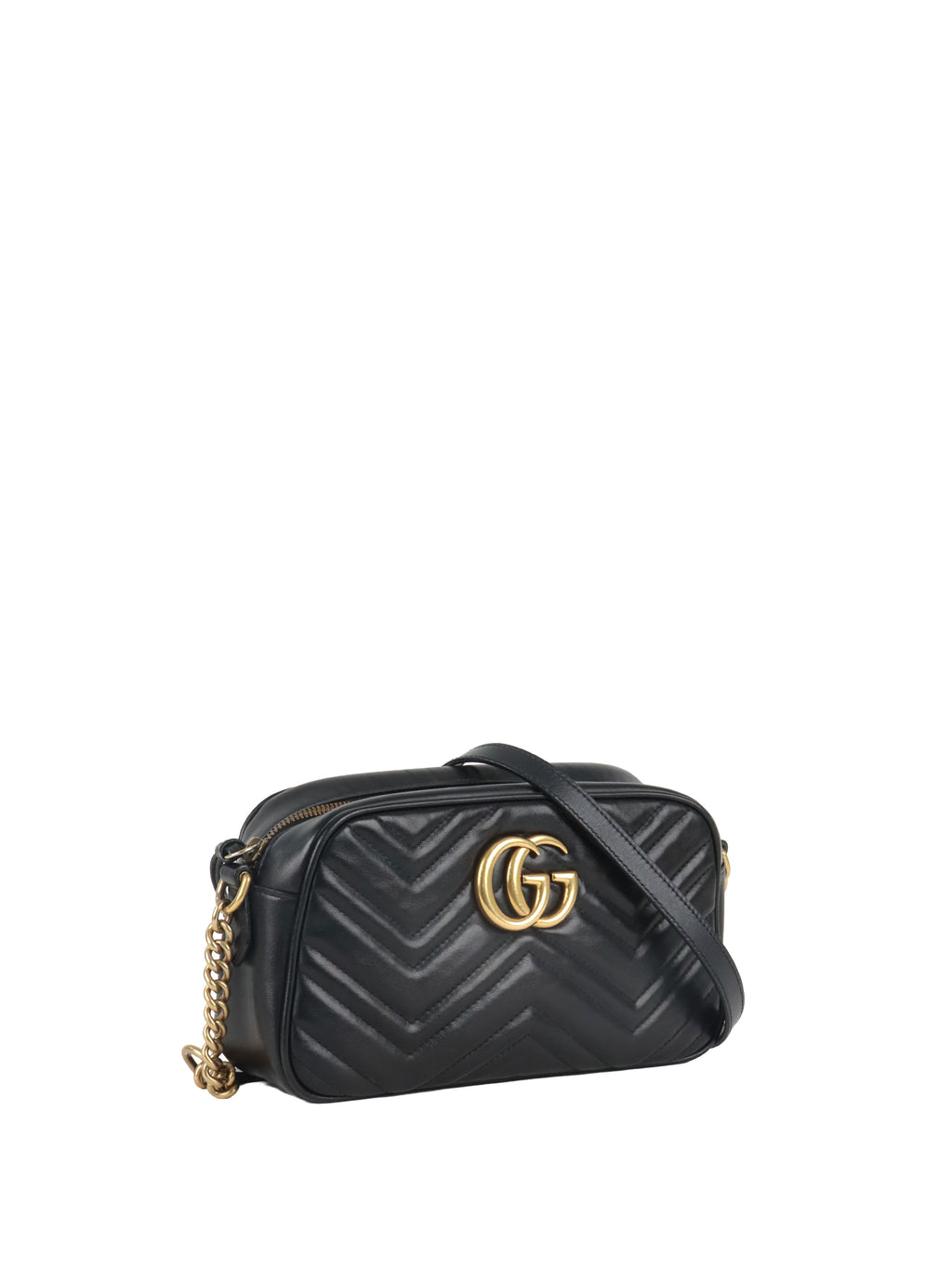 Gucci Black Small GG Marmont Camera Bag.