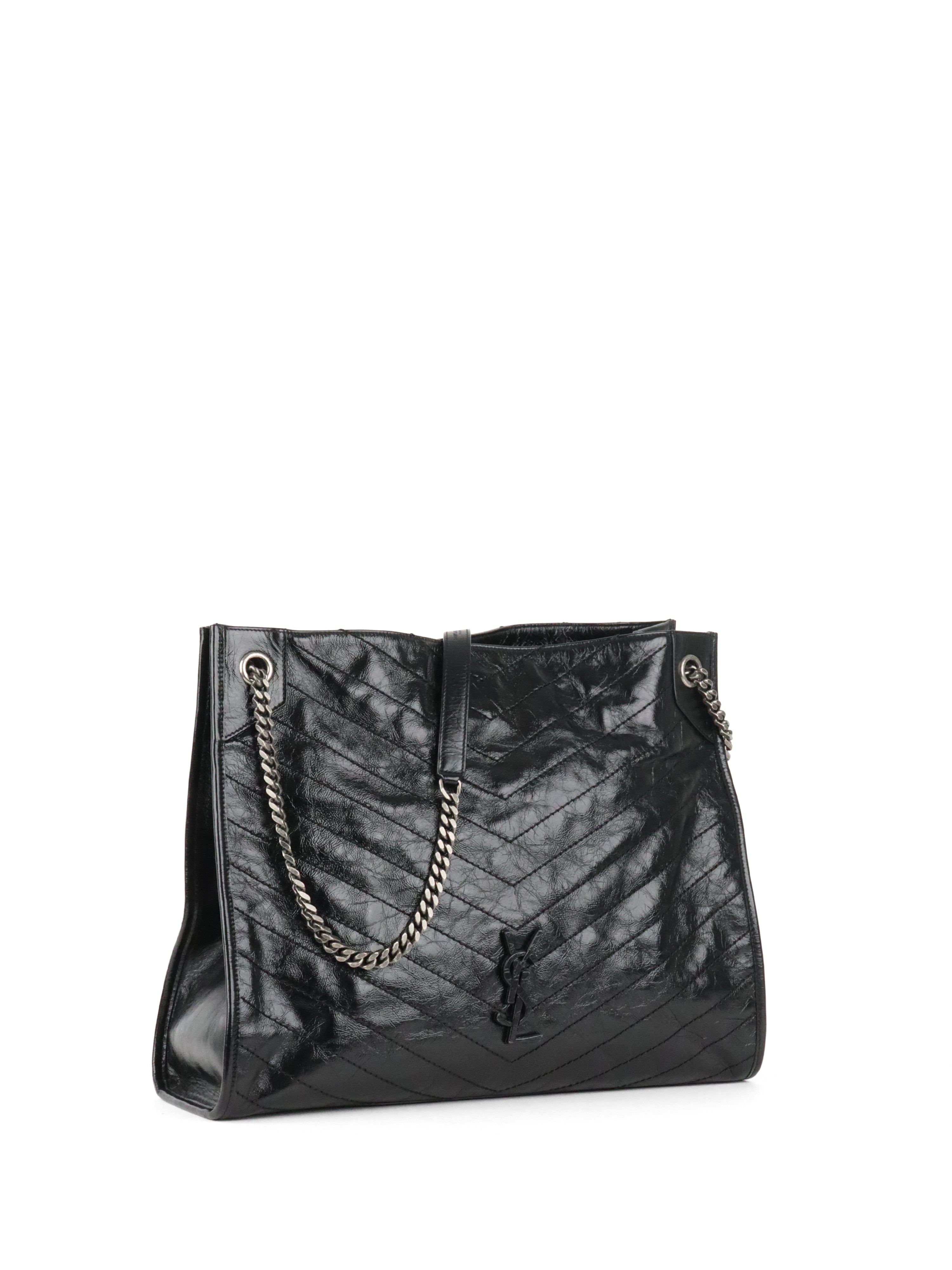 Saint Laurent Black Vintage Leather Niki Shopping Tote