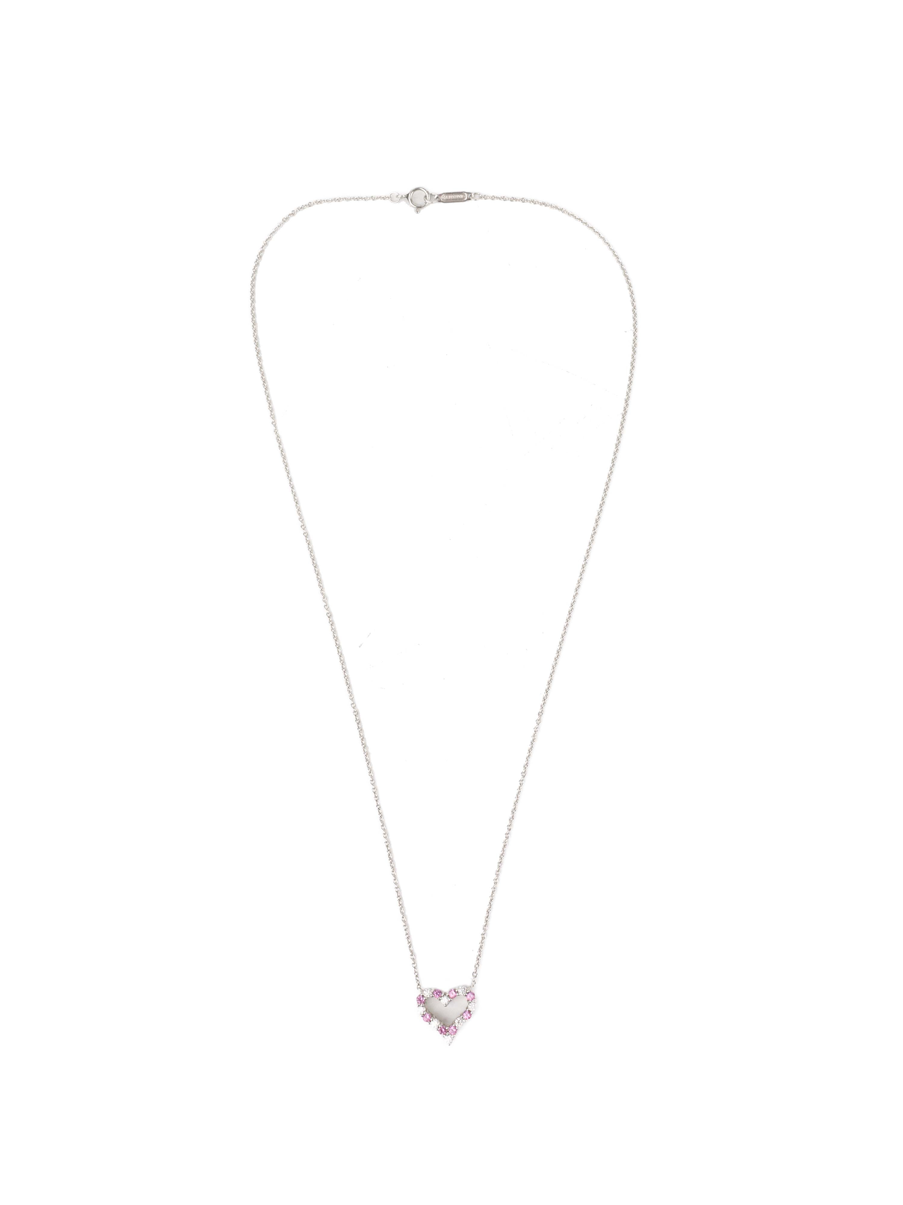 Tiffany & Co Heart Necklace in Pink Sapphires/ White Diamonds