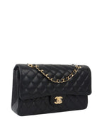 Chanel Black Medium Caviar Classic Flap GHW.